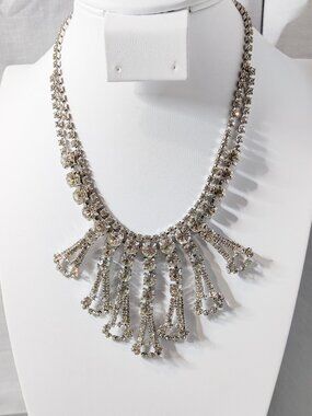 Vintage Clear Rhinestone Choker Necklace Bridal Formal